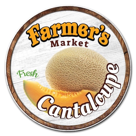 Farmers Market Cantaloupe Circle Vinyl Laminated Decal